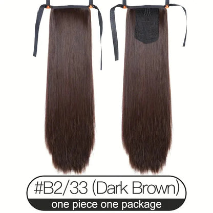 18 inches ribbon wear synthetic ponytail straight style tie up ponytail hair extension