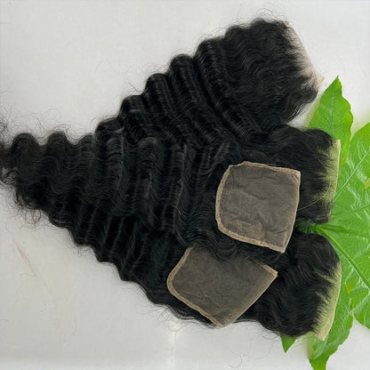 15A Loose Deep Wave Bundle With HD Closure Front13X4 4x4 100% Virgin Peruvian Hair Weave Bundles 3/4 Bundle Deal 8-40" Wholeasle