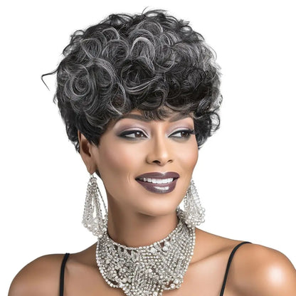 Short Pixie Wigs for Black Women Short Black Curly Pixie Wigs Synthetic Hair Wigs for Black Women Natural Wavy Black Pixie Cut