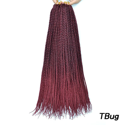 Synthetic Box Braids Hair Colored Crochet Hair 24"