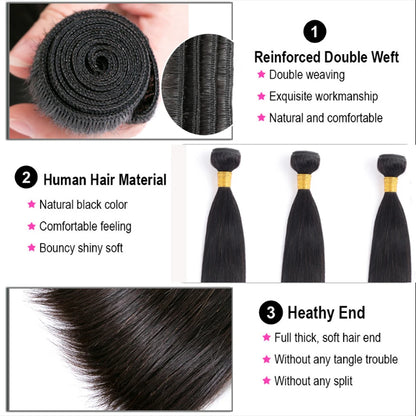 Bone Straight Human Hair Bundles with 13x4 HD