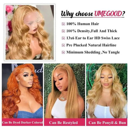 34 36inch 27 Honey Blonde Body Wave Wig