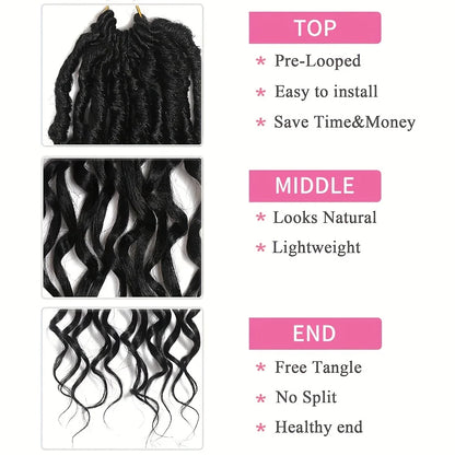 Soft & Curly Faux Locs Crochet Hair - 6pcs, Pre-Looped Goddess Braids for Women, High-Temperature Synthetic Braiding hair