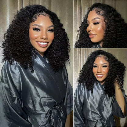 220 Density Remy Water Wave Curly Short Bob Wig Deep Wave 13x4 Lace Front 100% Human Hair Wigs Cheap Wigs 8 10 12 14 inch