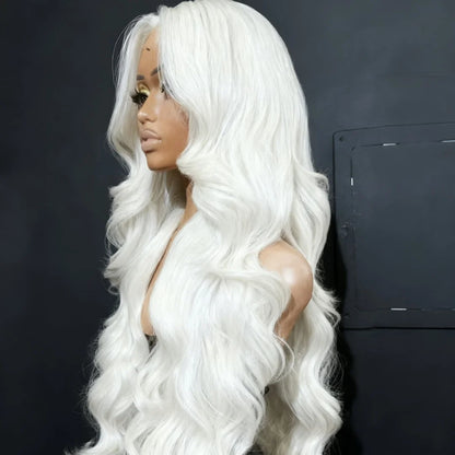 Platinum Blonde Body Wave Lace Frontal Wig for Women 250 Density  Lace Front Wig 13x4 HD Transparent Lace Frontal Wig Human Hair