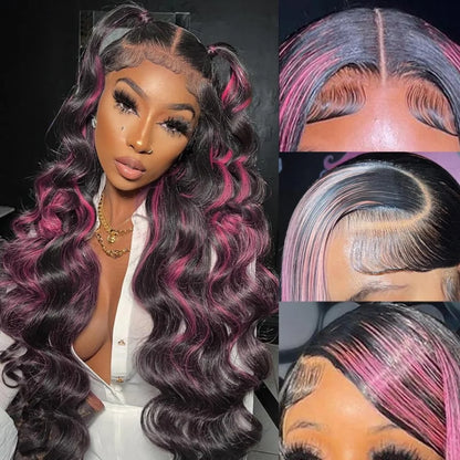 250 Density Ombre 13x6 HD Lace Front Wigslack Human Hair Colored Wig