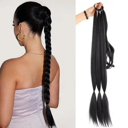 30 Inch Braided Ponytail with Rubber Synthetic DIY Blonde Braids False Hair Ponytail for Women Long Braid Horse Tail \;]'/.