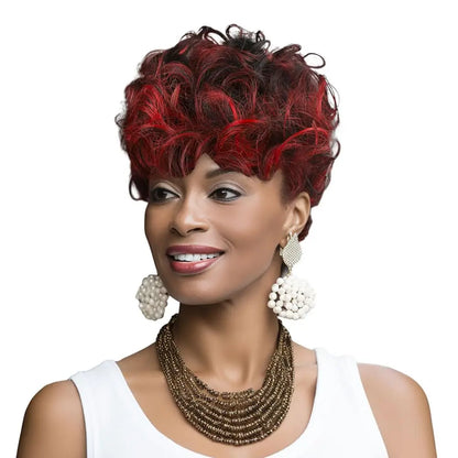 Short Pixie Wigs for Black Women Short Black Curly Pixie Wigs Synthetic Hair Wigs for Black Women Natural Wavy Black Pixie Cut
