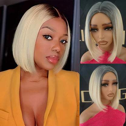 Mixed Colors BOBO Wig Blond,Synthetic Hair Wigs for Women for Halloween, Christmas, cosplay