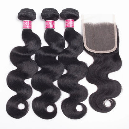 Unprocessed Brazilian Virgin Human Hair Bundles With Closure Body Wave Hair Weave 3/4 Bundles 4x4 5x5 Lace Closure With Bundles