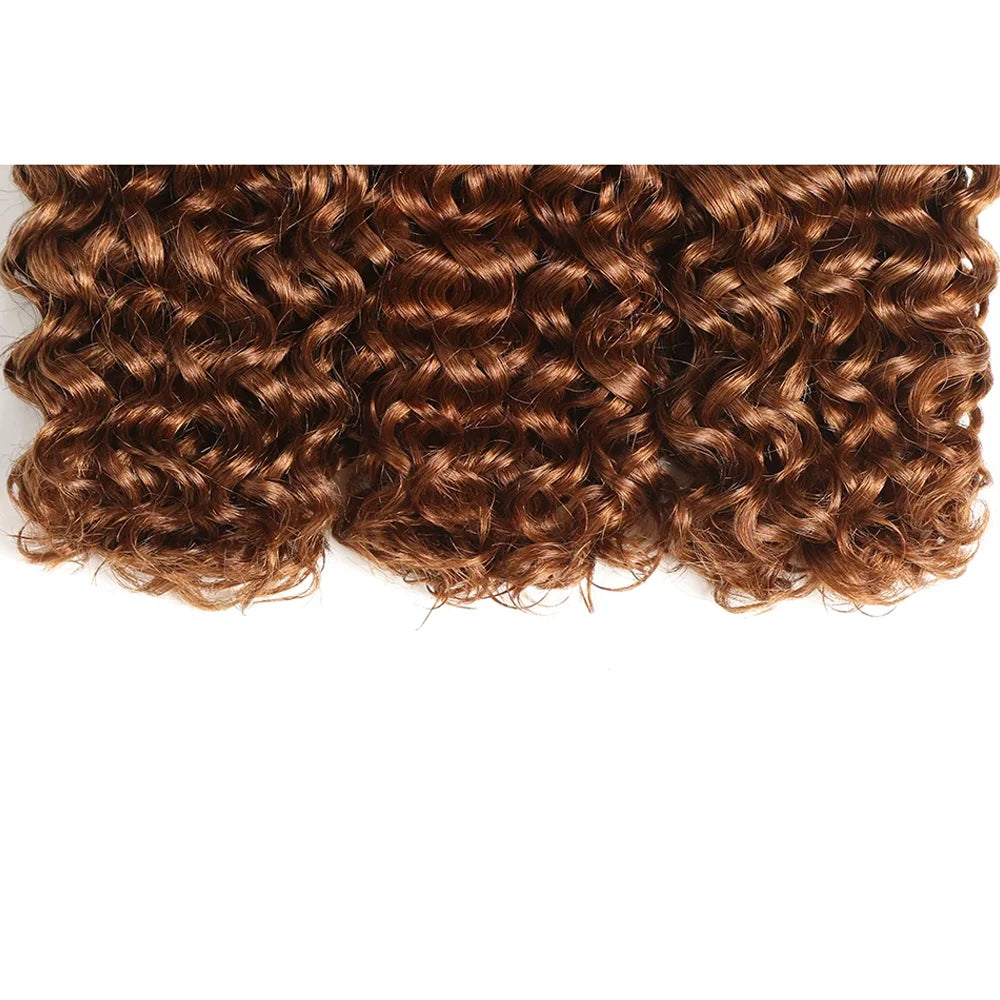 Reddish Brown 3Pieces /Lot Sassy Curly Wavy Human Hair Bundles Brazilian Human Hair Weave Bundles Curly Hair Extensions