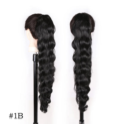 Julilanna Synthetic Kanekalon Futura Fiber Body Ocean Curly Brazilian Straight Water Wave Hair Extensions Synthetic Ponytail