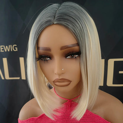 Mixed Colors BOBO Wig Blond,Synthetic Hair Wigs for Women for Halloween, Christmas, cosplay