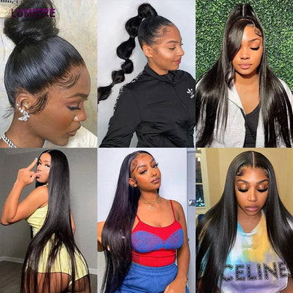 Bone Straight Human Hair Bundles with 13x4 HD