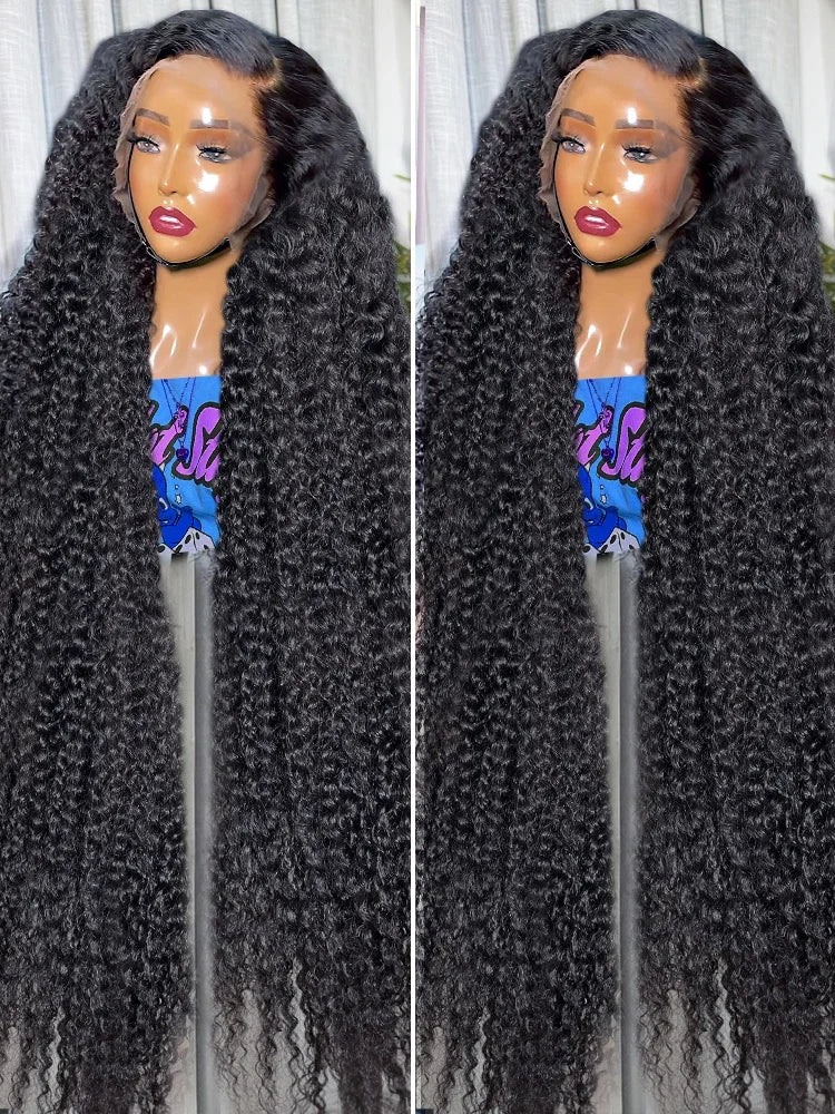 Deep Wave 250% 13x6 HD Transparent Lace Front Wig human hair Brazilian Loose Curly Water Wave 5x5 Glueless Wigs For Women