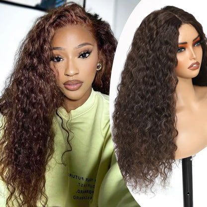 Deep Wave Chocolate Brown Human Hair Wig 13X6 Hd Lace Frontal Wig Brazilian Colored Curly Lace Front Wig Preplucked Pre Bleached
