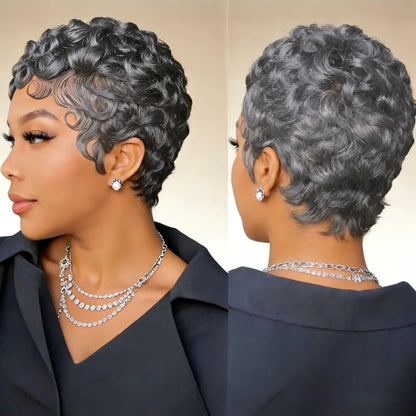 6-Inch Remy Human Hair Pixie Curly Wave Wig