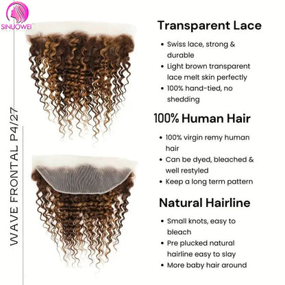 Highlight Water Wave Bundles With Closure Remy Human Hair Extension Human Hair Bundles With 13x4 4x4 Lace Closure For Women