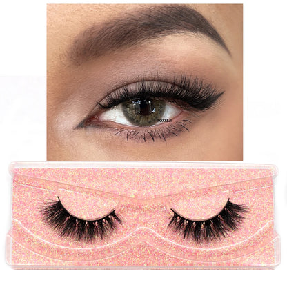 FOXESJI 3D Mink Lashes False Eyelashes Fluffy Thick Cross Wispy Natural Eye lashes Mink Soft Lash Extension Supplies Makeup Set