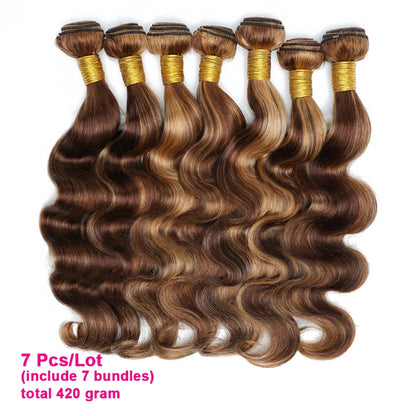 Bundles With Frontal 4/27 Highlight Body Wave