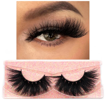 FOXESJI 3D Mink Lashes False Eyelashes Fluffy Thick Cross Wispy Natural Eye lashes Mink Soft Lash Extension Supplies Makeup Set
