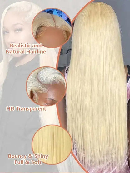 613 Blond Straight Human Hair Wigs 13x4 13x6 HD Lace Frontal Wigs Remy