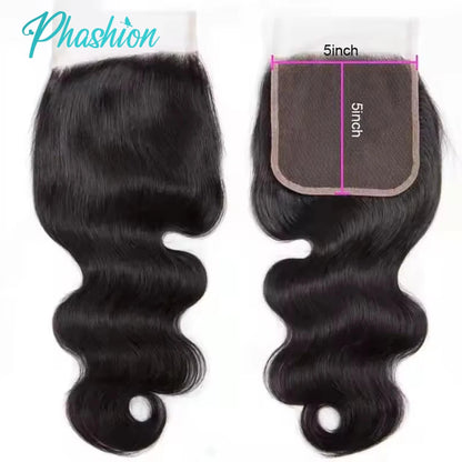 Phashion 26 Inch 4x4 5X5 Body Wave Lace Closure