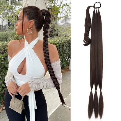 30 Inch Braided Ponytail with Rubber Synthetic DIY Blonde Braids False Hair Ponytail for Women Long Braid Horse Tail \;]'/.