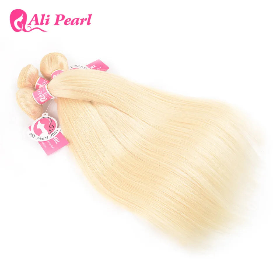 AliPearl 613 Blonde Human Hair Bundles 3 Bundles Deal Brazilian Hair Weave Human Hair Bundles for Black Women Double Strong Weft