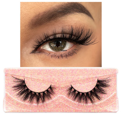 FOXESJI 3D Mink Lashes False Eyelashes Fluffy Thick Cross Wispy Natural Eye lashes Mink Soft Lash Extension Supplies Makeup Set