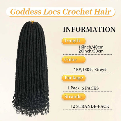 Goddess Locs Crochet Hair 16/20 Inch Straight Faux Locs