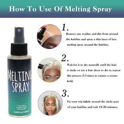 Affortable Melting Spray For Lace Front Wigs Long Lasting Hold Wig Glue Spray Edges Control Lace Melt Spray Secure Wig Spray