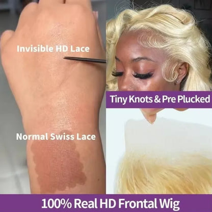 220% Density Human Hair Wigs Blonde 613 Lace Front Wig