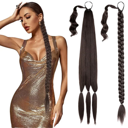 Synthetic Long Braided Ponytail ExteNatural Soft Hair Piece Daily Wear 30 Inch