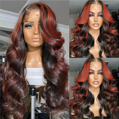 250 Density Ombre 13x6 HD Lace Front Wigslack Human Hair Colored Wig