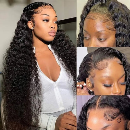 Deep Wave Human Hair Wigs 5X5 Hd Lace Closure Wig Wear And Go Glueless Curly Lace Front Wig Brazilian Wigs Original Pre Plucked