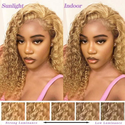 Honey Blonde Wig Human Hair 13X6 Lace Front Wig Curly Colored Water Deep Wave Hd Lace Frontal Wig Preplucked 250 Density 30 Inch