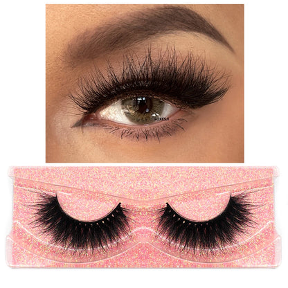 FOXESJI 3D Mink Lashes False Eyelashes Fluffy Thick Cross Wispy Natural Eye lashes Mink Soft Lash Extension Supplies Makeup Set