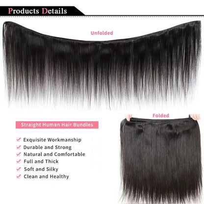 Raw Virgin Unprocessed Straight Bundles Human Hair 3/6 Pcs Human Hair Brazilian Straight Human Hair Bundles Extensions