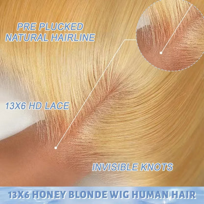 27 Honey Blonde Human Hair Wigs 13X6 Hd Lace Frontal Wig 13x4 Body Wave Human Hair Wigs 250 Density Preplucked Brazilian Wigs