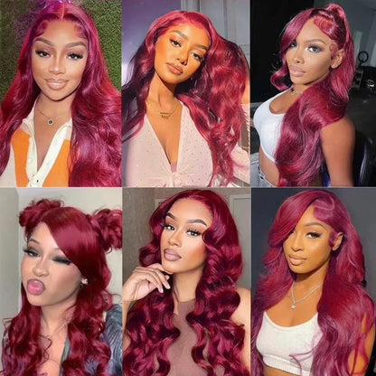 99J Burgundy Body Wave 13X6 Hd Lace Frontal Human Hair Wigs 13X4 Lace Front Wigs Red Colored Brazilian 100% Human Hair For Women