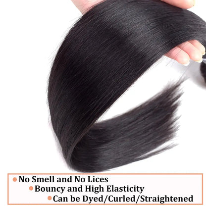 12A Straight Human Hair Bundles 100% Human Hair 30 32 Inch Raw Hair Extensions Black Remy Weave 3 4 Bundles 3-5 Days Delivery