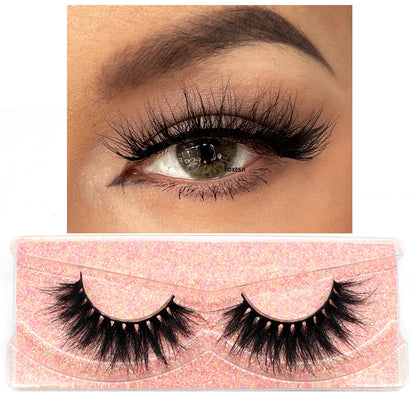 FOXESJI 3D Mink Lashes False Eyelashes Fluffy Thick Cross Wispy Natural Eye lashes Mink Soft Lash Extension Supplies Makeup Set