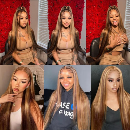 Highlight Human Hair 100% 13X6 Hd Lace Frontal Wig