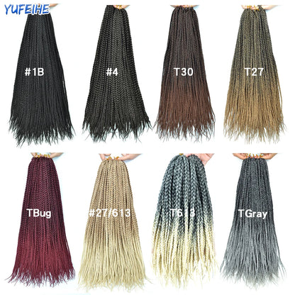 Synthetic Box Braids Hair Colored Crochet Hair 24"