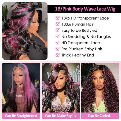 250 Density Ombre 13x6 HD Lace Front Wigslack Human Hair Colored Wig