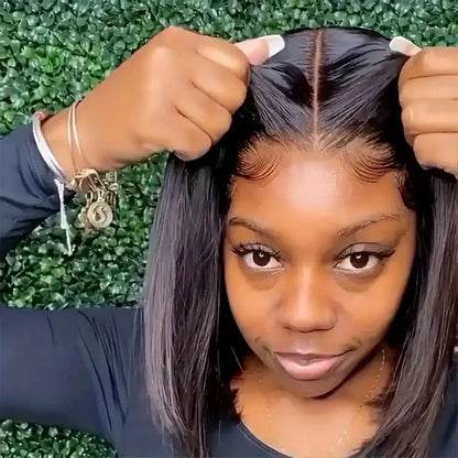 13x4 Straight HD Glueless Bob Human Hair Wig 250% Density Black Color Brazilian Human Hair Wig