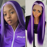 Glueless Long Silky Straight Hair Light Purple Ombre