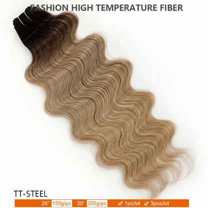 30Inches Ombre Blond T1B/27# 200g Body Wave Brown 12# M816 Highlight P27/613 White 58# Bio Protein Synthetic Hair Weave Bundles