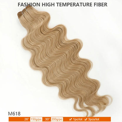 30Inches Ombre Blond T1B/27# 200g Body Wave Brown 12# M816 Highlight P27/613 White 58# Bio Protein Synthetic Hair Weave Bundles